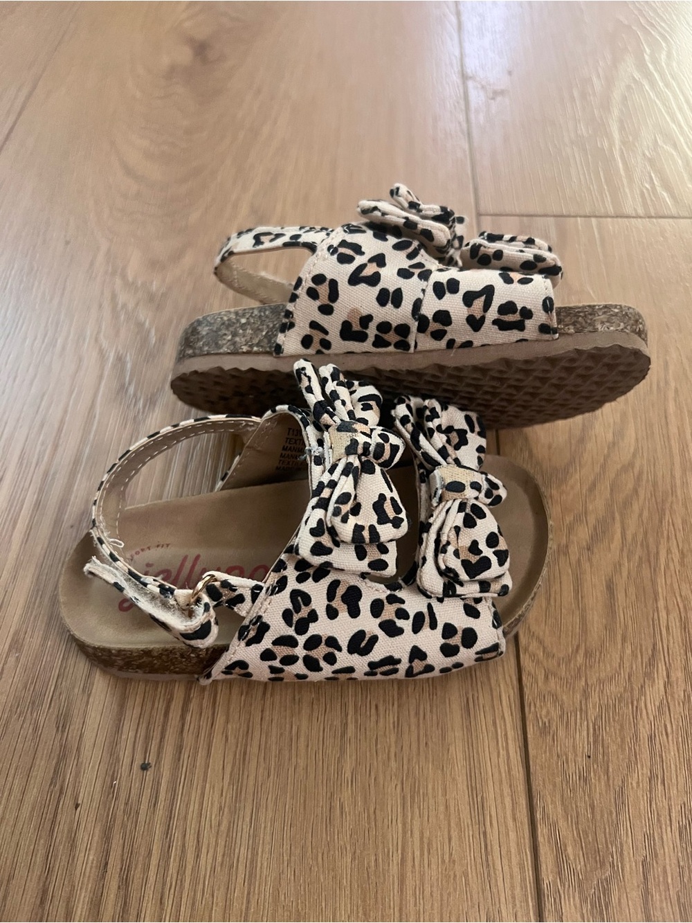 Girls' Leopard Print Bow Sandals - Cream/Black